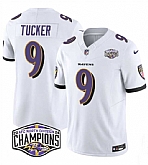 Men's Baltimore Ravens #9 Justin Tucker White F.U.S.E 2024 AFC North Division Champions Vapor Limited Jersey,baseball caps,new era cap wholesale,wholesale hats